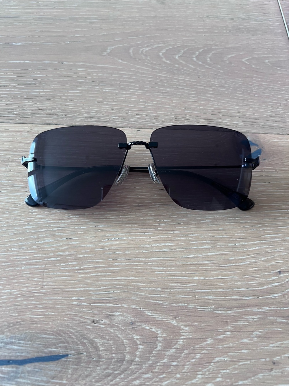 DEZI Black Rimless Square Sunglasses